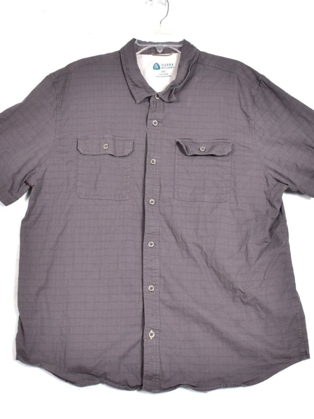 Sierra Designs Men’s XXL Gray Short Sleeve Woven Shirt Button Up Casual